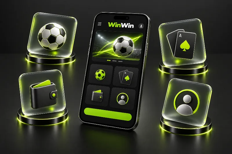 WinWin mobile features for sports, games, wallet and profile