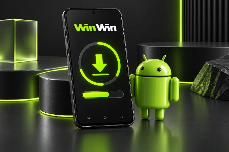 Android phone with a WinWin APK download symbol