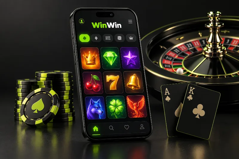 Phone with roulette and cards for the WinWin casino catalogue