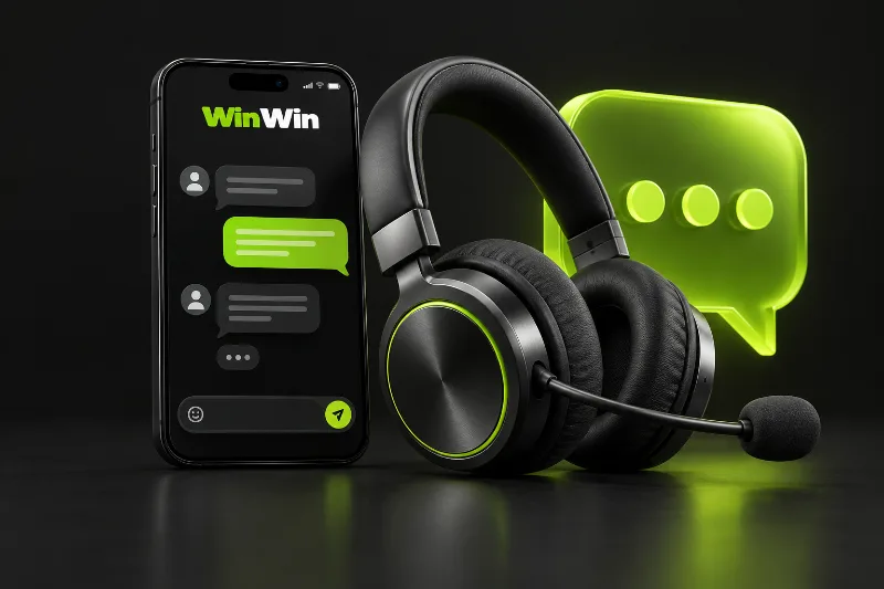 Phone support chat with headset illustration